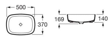 Bản vẽ kỹ thuật Chậu lavabo đặt trên bàn INSPIRA SOFT ROCA A327500000