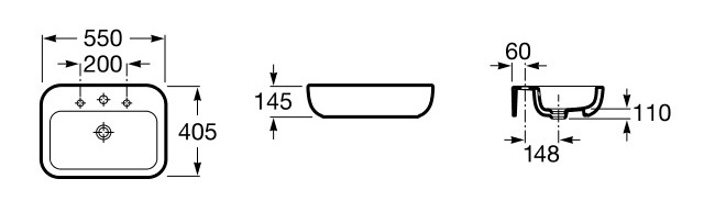 Bản vẽ kỹ thuật Chậu rửa đặt bàn KHROMA ROCA A327653000