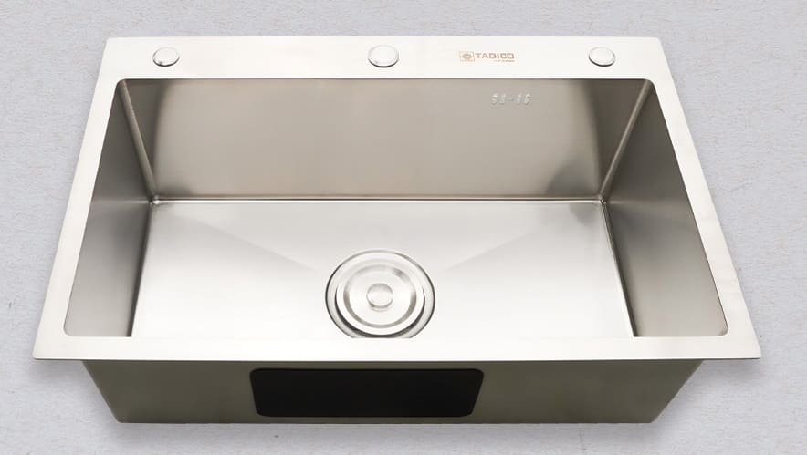 Hình ảnh thực tế chậu đúc 1 hố Tadico LUX.D.70.45.3.140