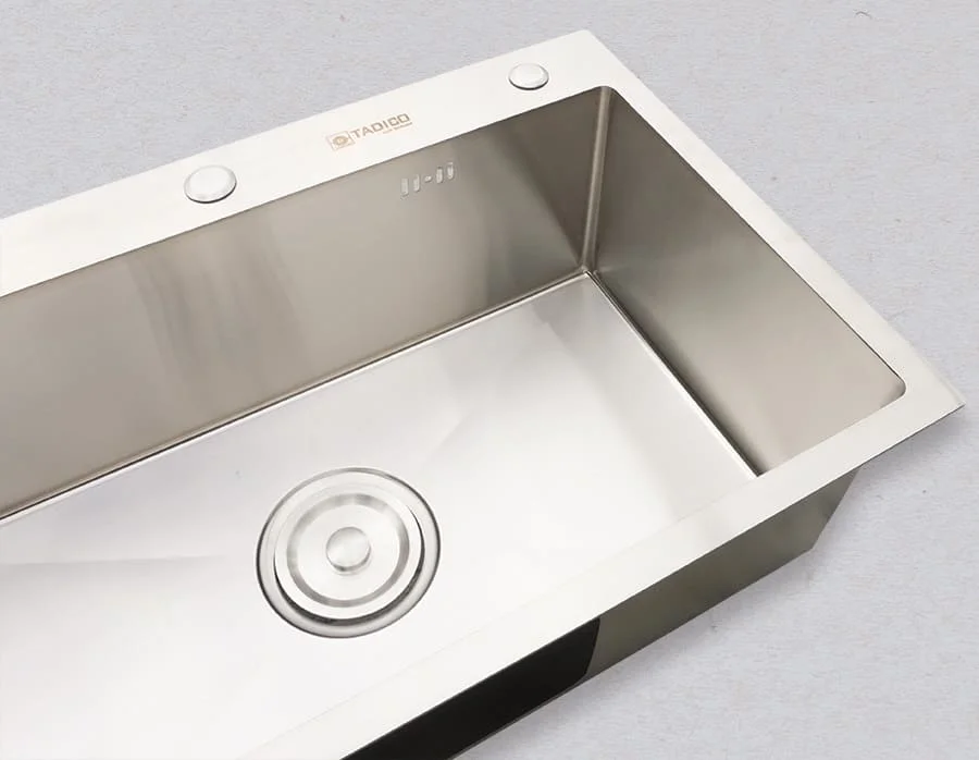 Hình ảnh thực tế chậu bếp 1 hố Tadico LUX.D.70.45.3.140
