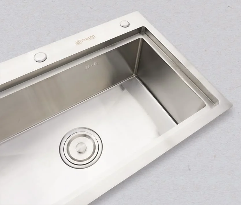Hình ảnh thực tế chậu bếp 1 hố Tadico LUX.d.76.46.3.gb.140
