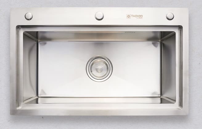 Hình ảnh thực tế chậu đúc 304 1 hố Tadico d.76.46.3.gb.140