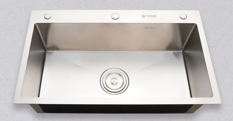Hình ảnh thực tế chậu rửa bát 1 hố Tadico LUX.D.78.45.3.140