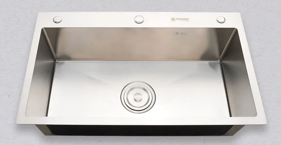 Hình ảnh thực tế chậu rửa bát 1 hố Tadico LUX.D.78.45.3.140