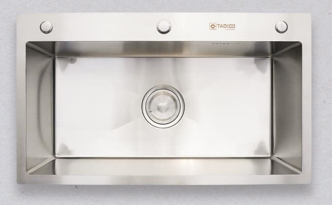 Hình ảnh thực tế chậu rửa chén 1 hố Tadico LUX.D.78.45.3.140