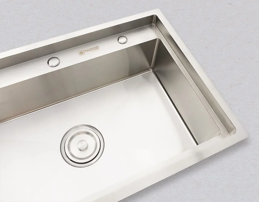 Hình ảnh thực tế chậu bếp 1 hố Tadico LUX.D.78.50.4.GB