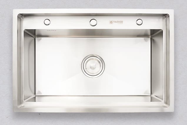 Hình ảnh thực tế chậu rửa bát 1 hố Tadico LUX.D.78.50.4.GB