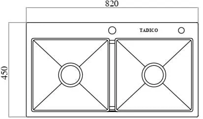 Bản vẽ kỹ thuật chậu bếp 2 hố SUS304 Tadico ECO.C.82.45.2