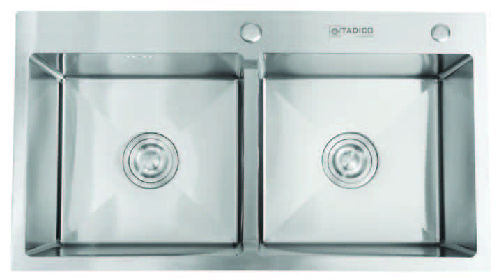 Hình ảnh thực tế chậu bếp 2 hố Tadico LUX.C.82.45.2