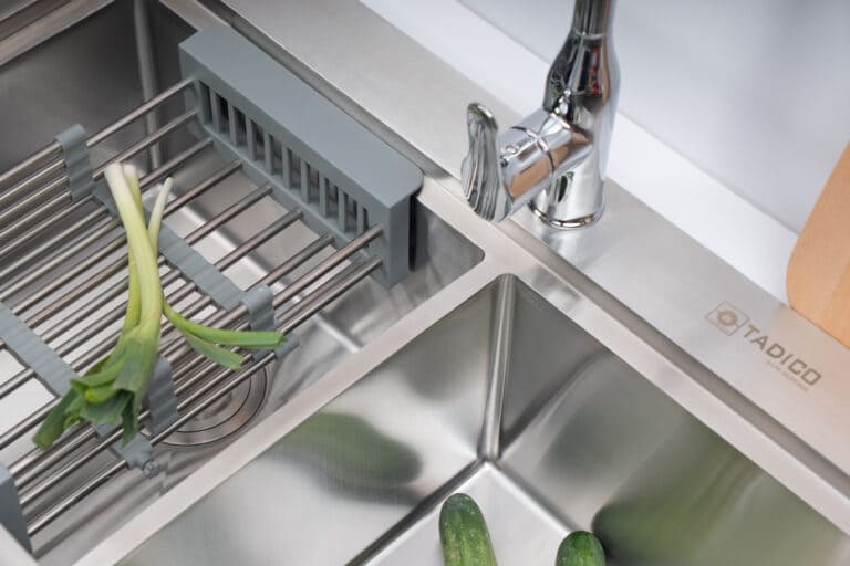 Hình ảnh thực tế chậu bếp 2 hố 1 bàn phải Tadico LUX.C.120.50.3.GBB1