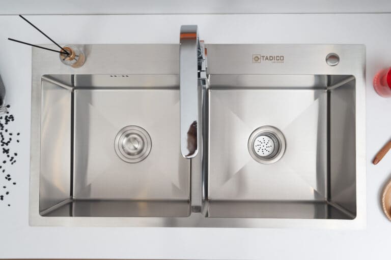 Hình ảnh thực tế chậu bếp 2 hố Tadico LUX.C.82.45.2