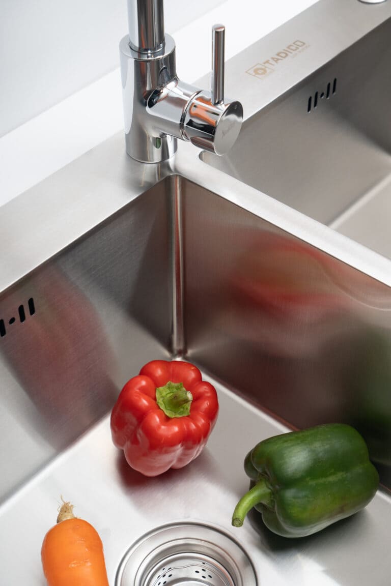 Hình ảnh thực tế chậu bếp 2 hố Tadico LUX.C.82.45.3.MB2