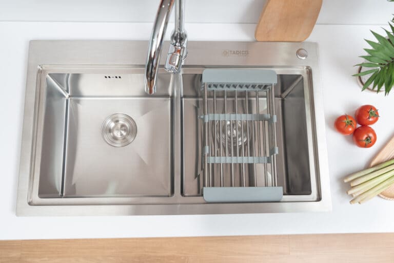 Hình ảnh thực tế chậu rửa bát 2 hố Tadico LUX.C.82.48.3.GB1