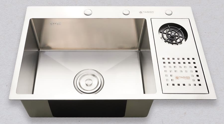 Hình ảnh thực tế chậu rửa bát 1 hố 1 bàn Tadico LUX.D.76.48.4.140