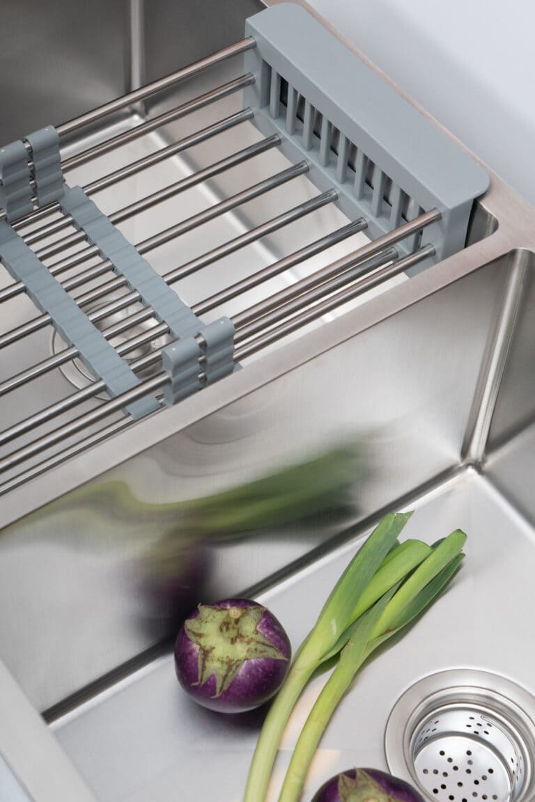 Hình ảnh thực tế chậu bếp âm bàn 2 hố lệch Tadico LUX.L.82.45.3.AB2