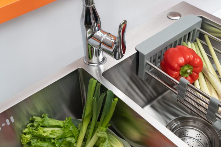 Hình ảnh thực tế chậu bếp 2 hố lệch Tadico LUX.L.82.45.3.MB2