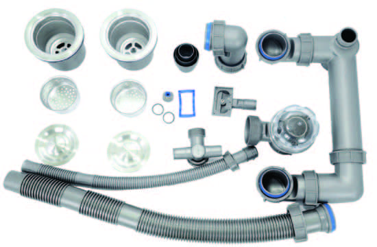 Xi phông chậu rửa bát 2 hố lệch Tadico LUX.L.82.45.3.MB2