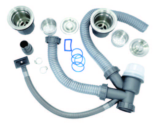 Xi phông chậu rửa bát 2 hố lệch Tadico LUX.L.82.45.2