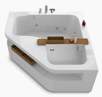 Bồn tắm thủy lực massage hình tam giác Kohler Aleutian K-20059K-NW-0