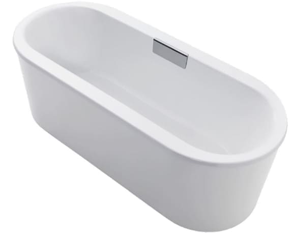 Bồn tắm đặt sàn gang tráng men 1.7m gồm bộ xả và lỗ gắn thanh vịn Kohler Volute K-99311T-FDGR-0