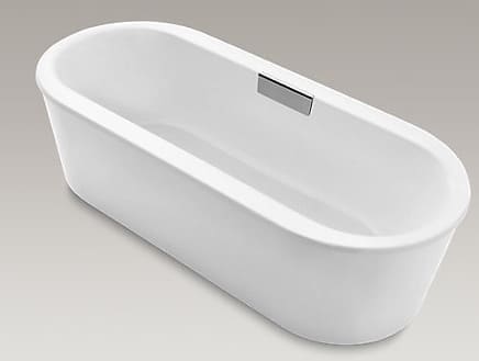 Bồn tắm đặt sàn gang tráng men 1.7m gồm bộ xả tích hợp và lỗ gắn thanh vịn Kohler Volute K-99311T-GR-0 