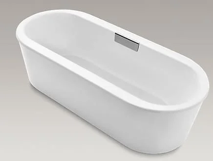 Bồn tắm đặt sàn gang tráng men 1.7m gồm bộ xả tích hợp và lỗ gắn thanh vịn Kohler Volute K-99311T-GR-0