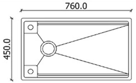 Bản vẽ kỹ thuật chậu âm bàn 1 hố SUS304 Lifusi LHS-7645AB
