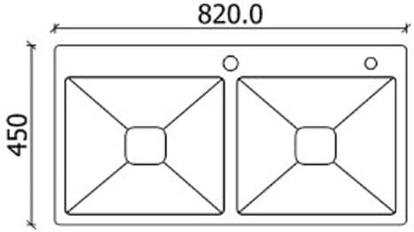 Bản vẽ kỹ thuật chậu 2 hố SUS304 Lifusi LHS-8245CP