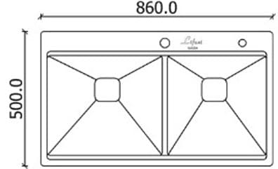 Bản vẽ kỹ thuật chậu 2 hố SUS304 Lifusi LHS-8650GC