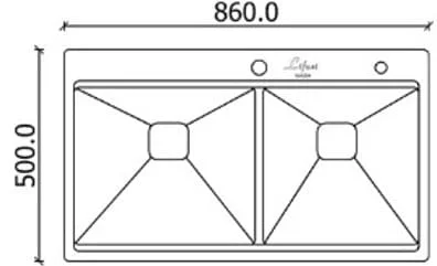 Bản vẽ kỹ thuật chậu 2 hố SUS304 Lifusi LHS-8650GC