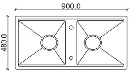 Bản vẽ kỹ thuật chậu 2 hố SUS304 Lifusi LHS-9048C