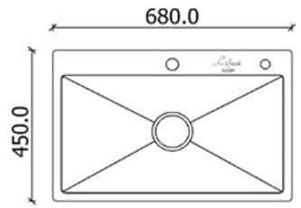 Bản vẽ kỹ thuật chậu 1 hố SUS304 Lifusi VNS-6845