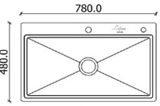 Bản vẽ kỹ thuật chậu 1 hố SUS304 Lifusi VNS-7848GC