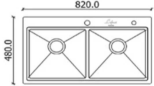 Bản vẽ kỹ thuật chậu 2 hố SUS304 Lifusi VNS-8248GC