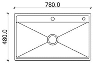 Bản vẽ kỹ thuật chậu 1 hố âm bàn SUS304 Lifusi VNS-AB7848GC