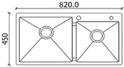 Bản vẽ kỹ thuật chậu 2 hố lệch SUS304 Lifusi VNS-L8248GC