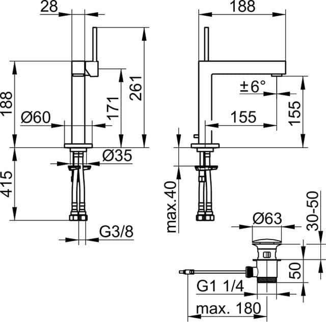Bản vẽ kỹ thuật vòi rửa mặt Keuco 59002010000