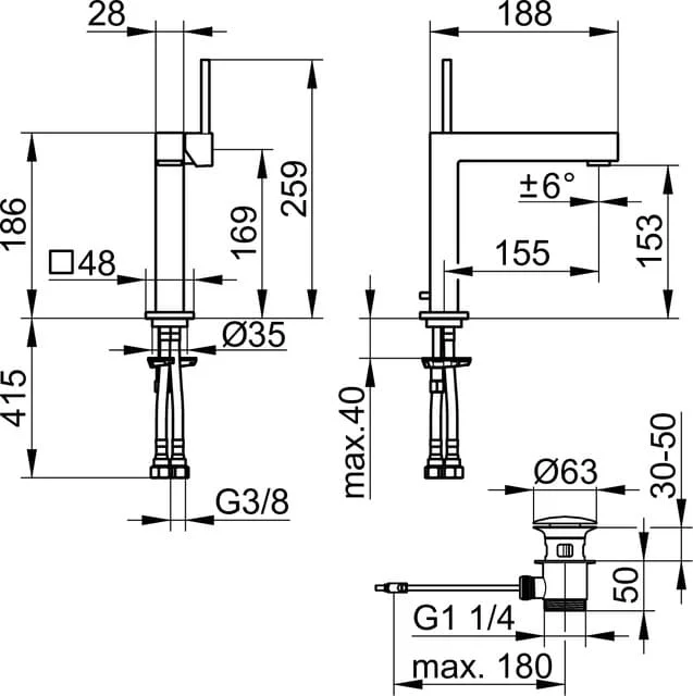 Bản vẽ kỹ thuật vòi rửa mặt Keuco 59102010000
