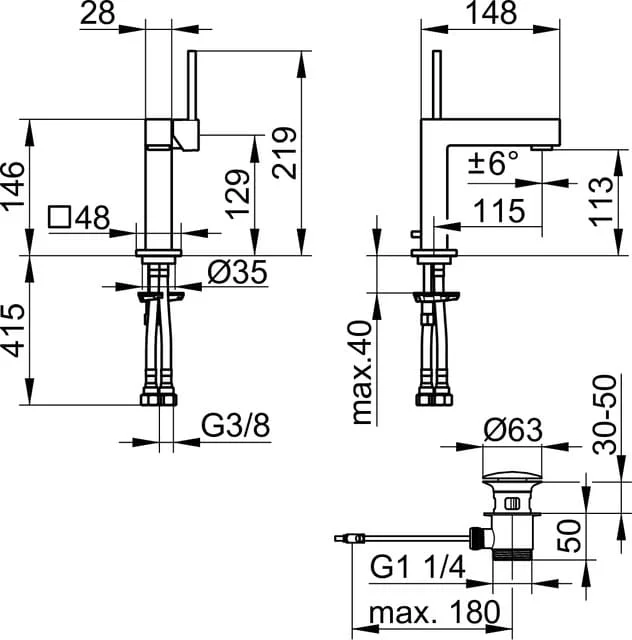 Bản vẽ kỹ thuật vòi rửa mặt Keuco 59104010000