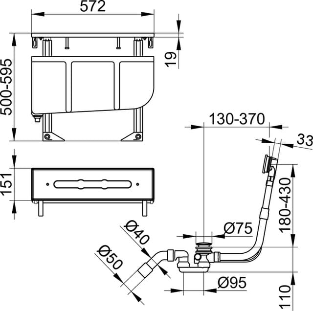Bản vẽ kỹ thuật hộp có định vòi sen bồn tắm Keuco 51130000070
