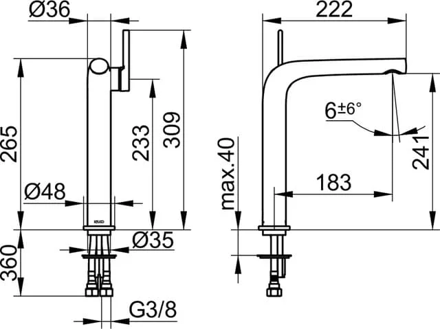 Bản vẽ kỹ thuật vòi rửa mặt 1 chân Keuco 51502130102