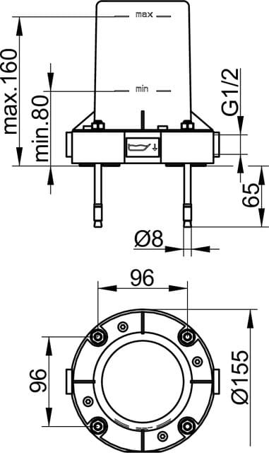 Bản vẽ kỹ thuật bộ trộn vòi sen bồn tắm Keuco 51127010070