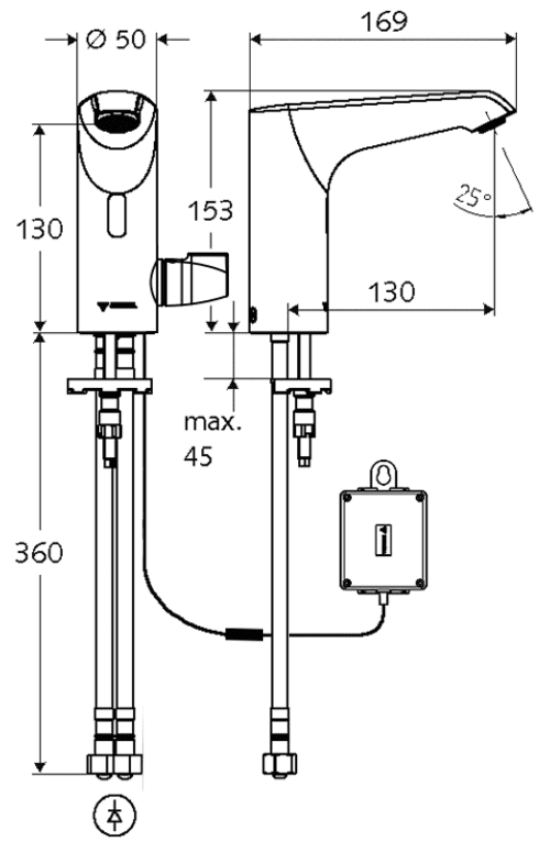 Bản vẽ kỹ thuật vòi rửa tay cảm ứng Schell 002320699