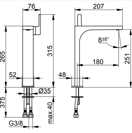 Bản vẽ kỹ thuật vòi rửa mặt 1 chân Keuco 51102030103