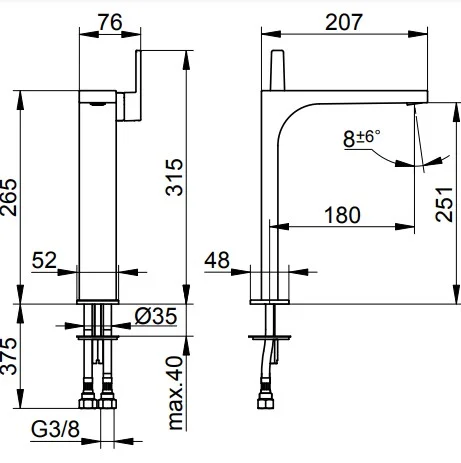 Bản vẽ kỹ thuật vòi rửa mặt 1 chân Keuco 51102030103