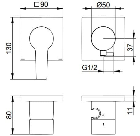 Bản vẽ kỹ thuật bộ trộn âm Keuco 51151031222