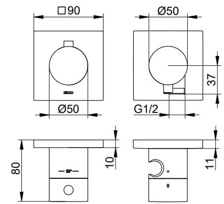 Bản vẽ kỹ thuật bộ trộn âm Keuco 51153031222