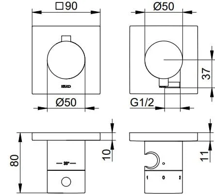 Bản vẽ kỹ thuật bộ trộn âm Keuco 51153131232