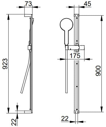 Bản vẽ kỹ thuật bộ thanh trượt dây bát sen tắm Keuco 51187130000