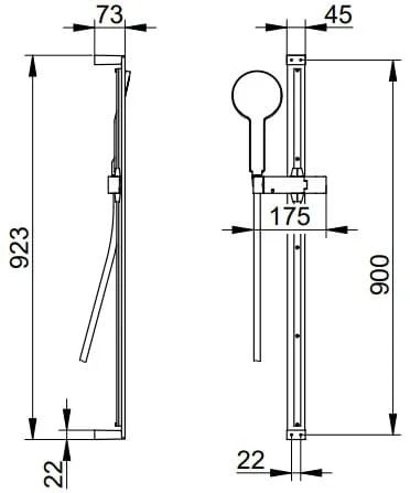 Bản vẽ kỹ thuật bộ thanh trượt dây bát sen tắm Keuco 51187130000